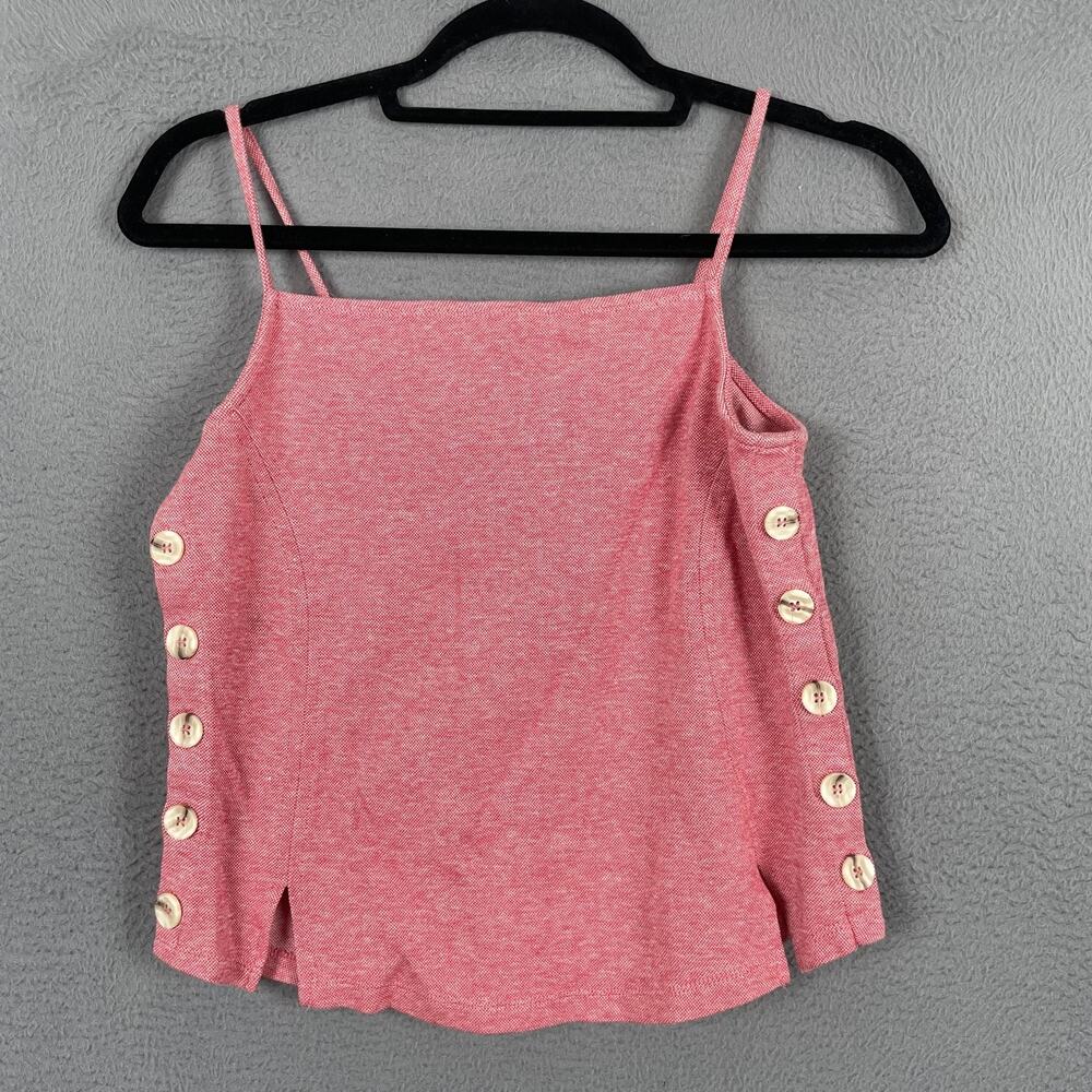 Meadow Rue By Anthropologie Tank Womens S Pink Camisole Square Neck Button Side